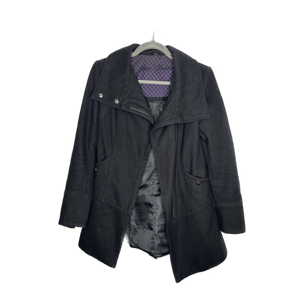Steve Madden Black Wool-Blend Coat S